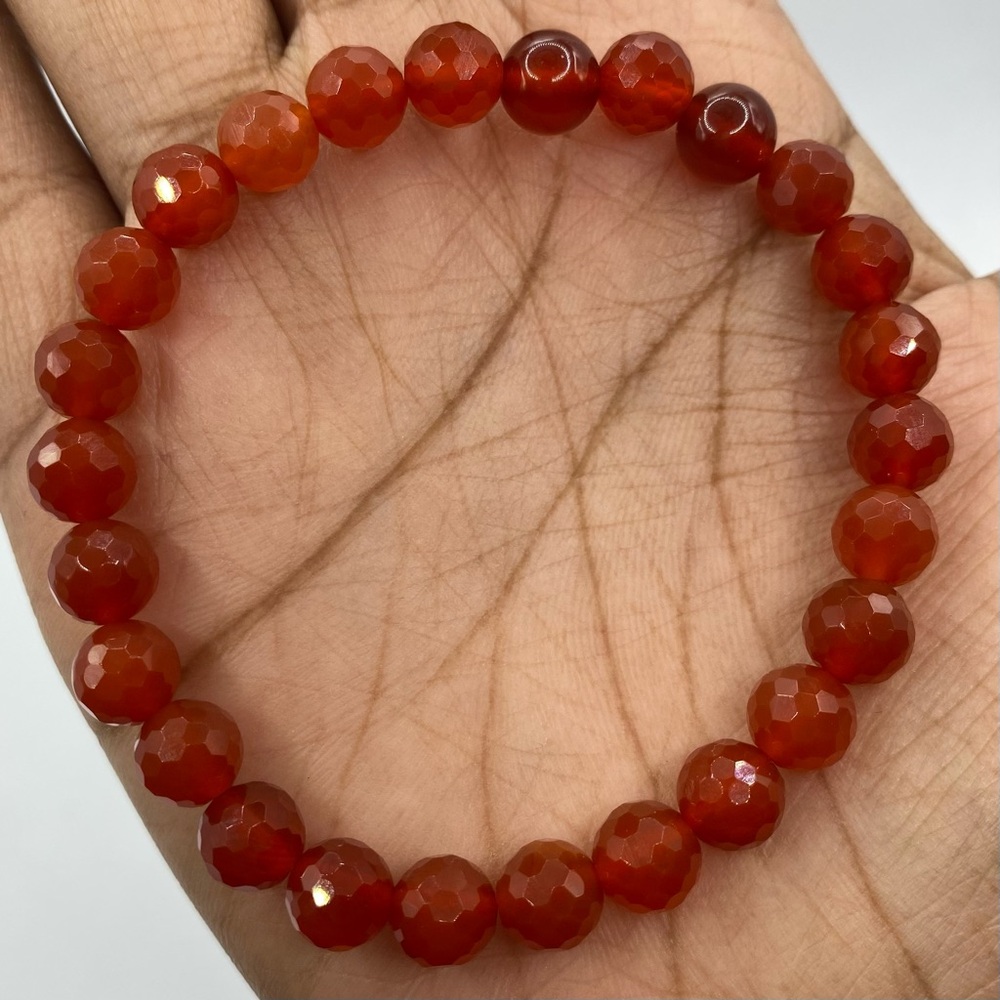 Faceted Carnelian Crystal Bracelet 8mm